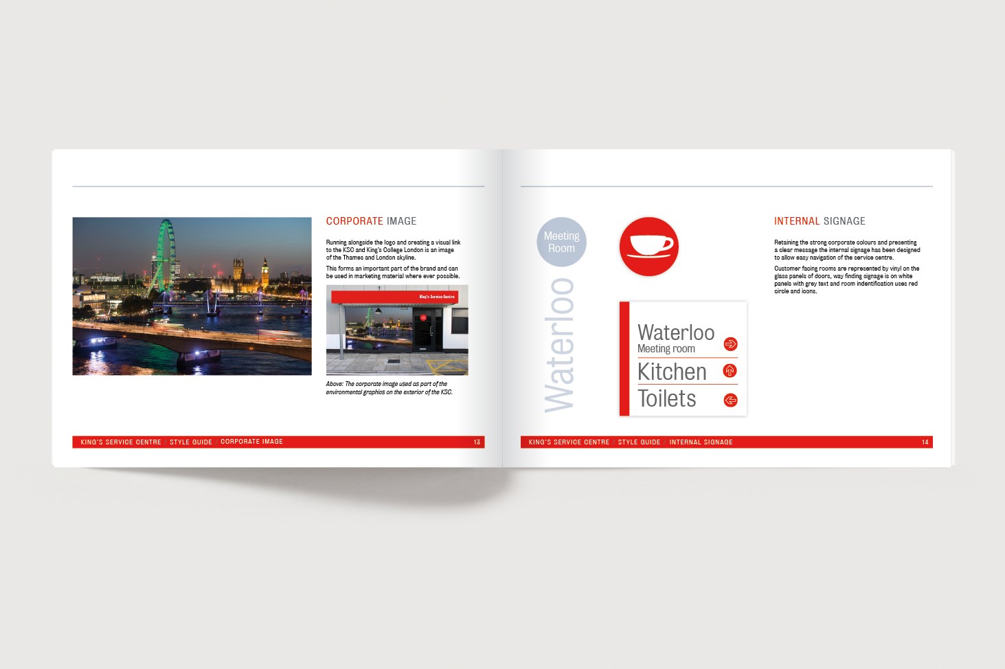 Brochure spread showing signage for KSC